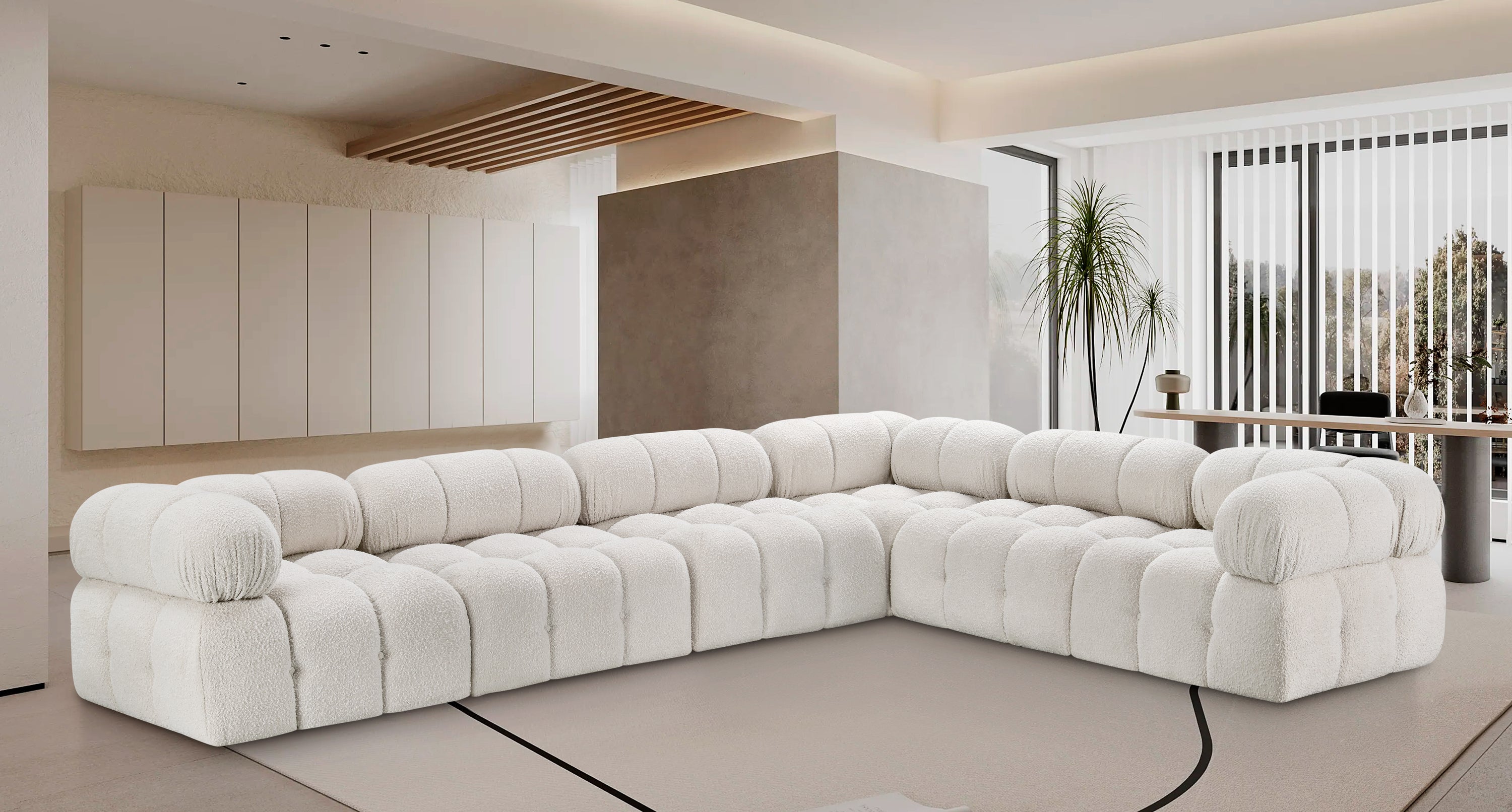 Canapé sectionnel Ames en tissu bouclé
