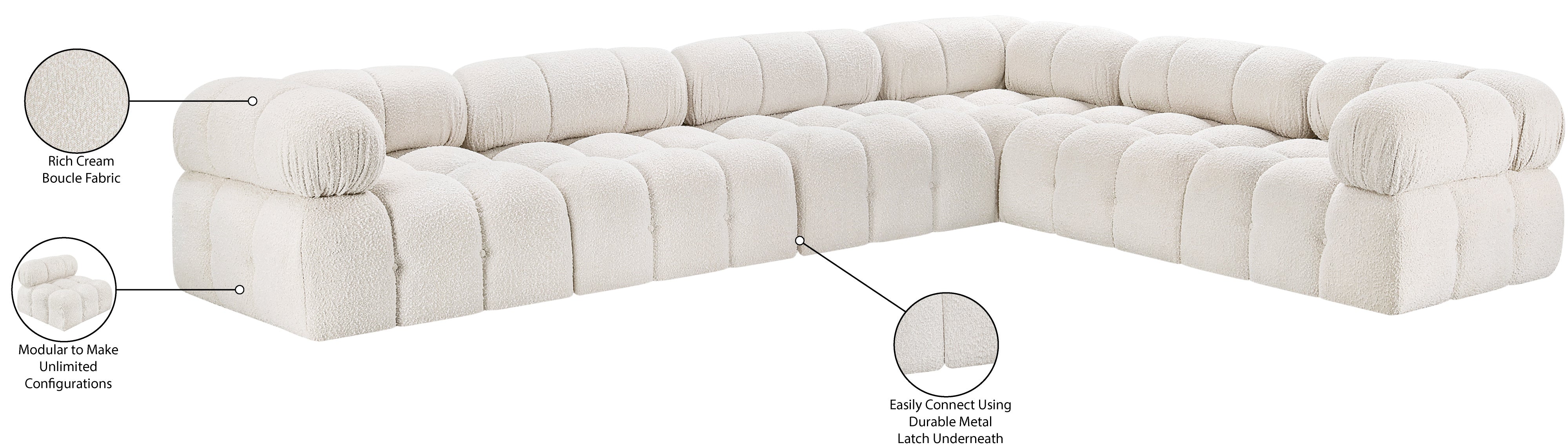 Canapé sectionnel Ames en tissu bouclé