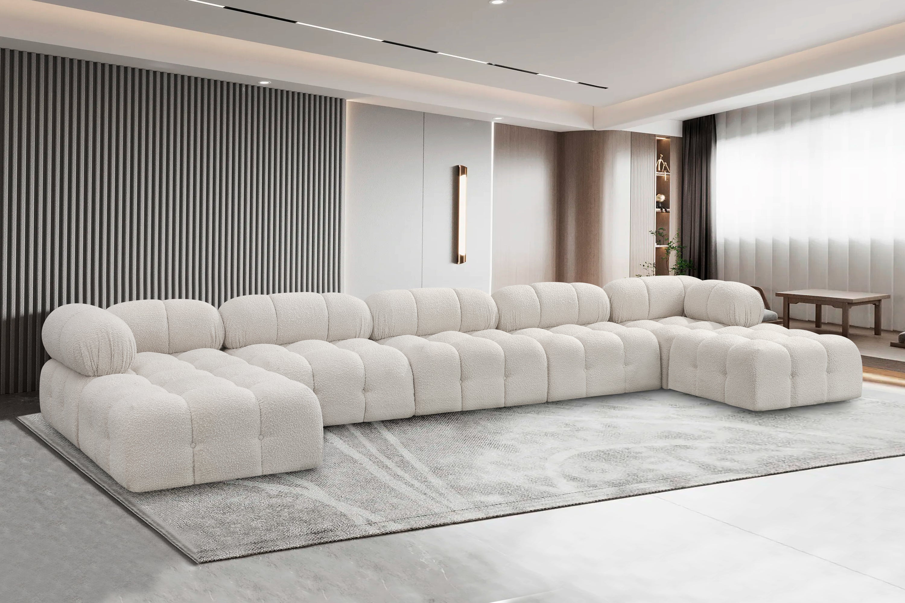 Canapé sectionnel Ames en tissu bouclé