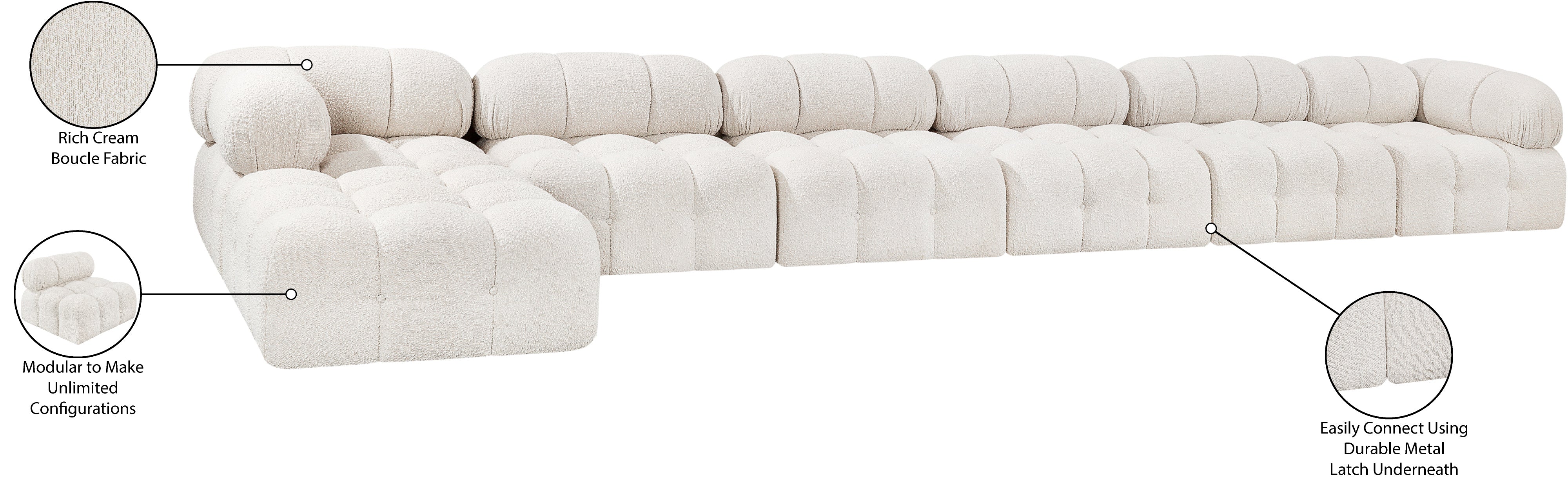 Canapé sectionnel Ames en tissu bouclé