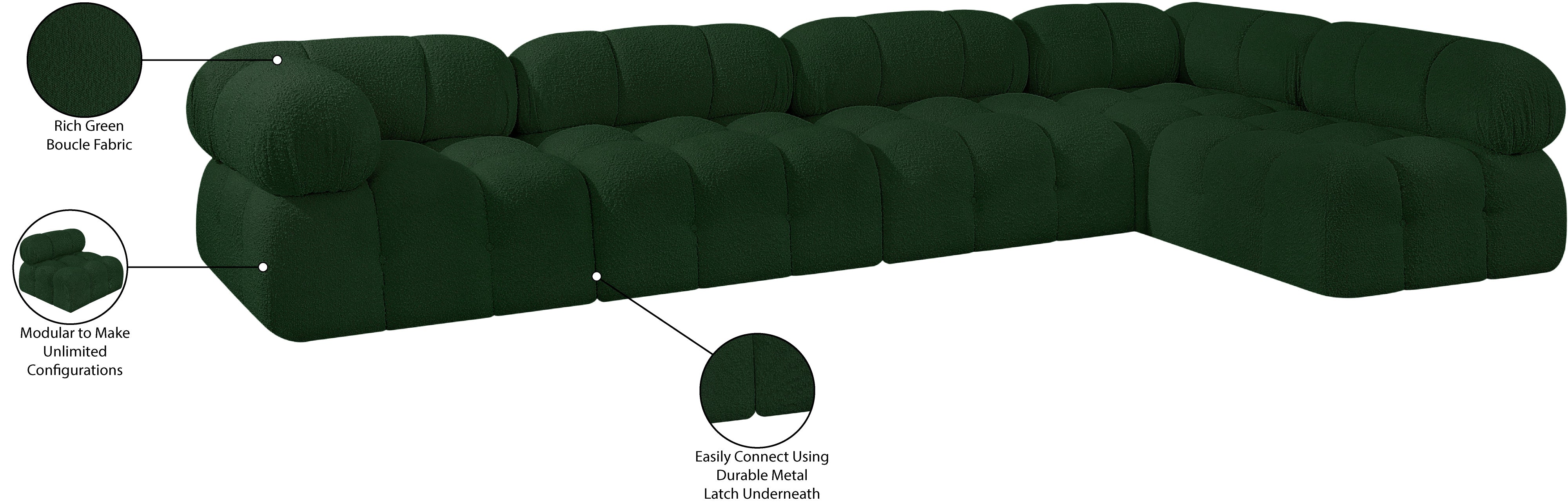 Canapé sectionnel Ames en tissu bouclé
