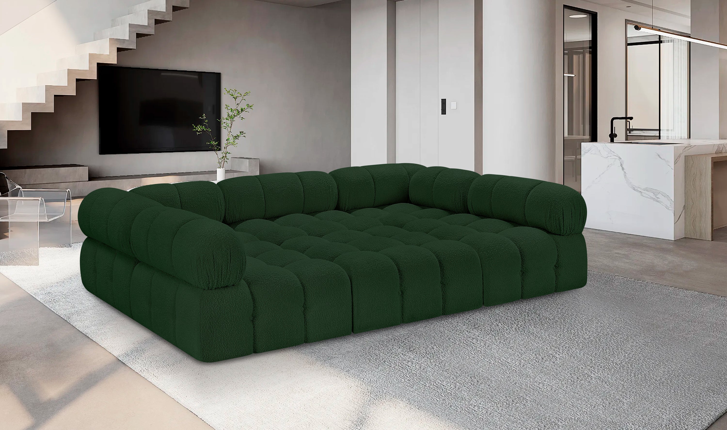 Canapé sectionnel Ames en tissu bouclé