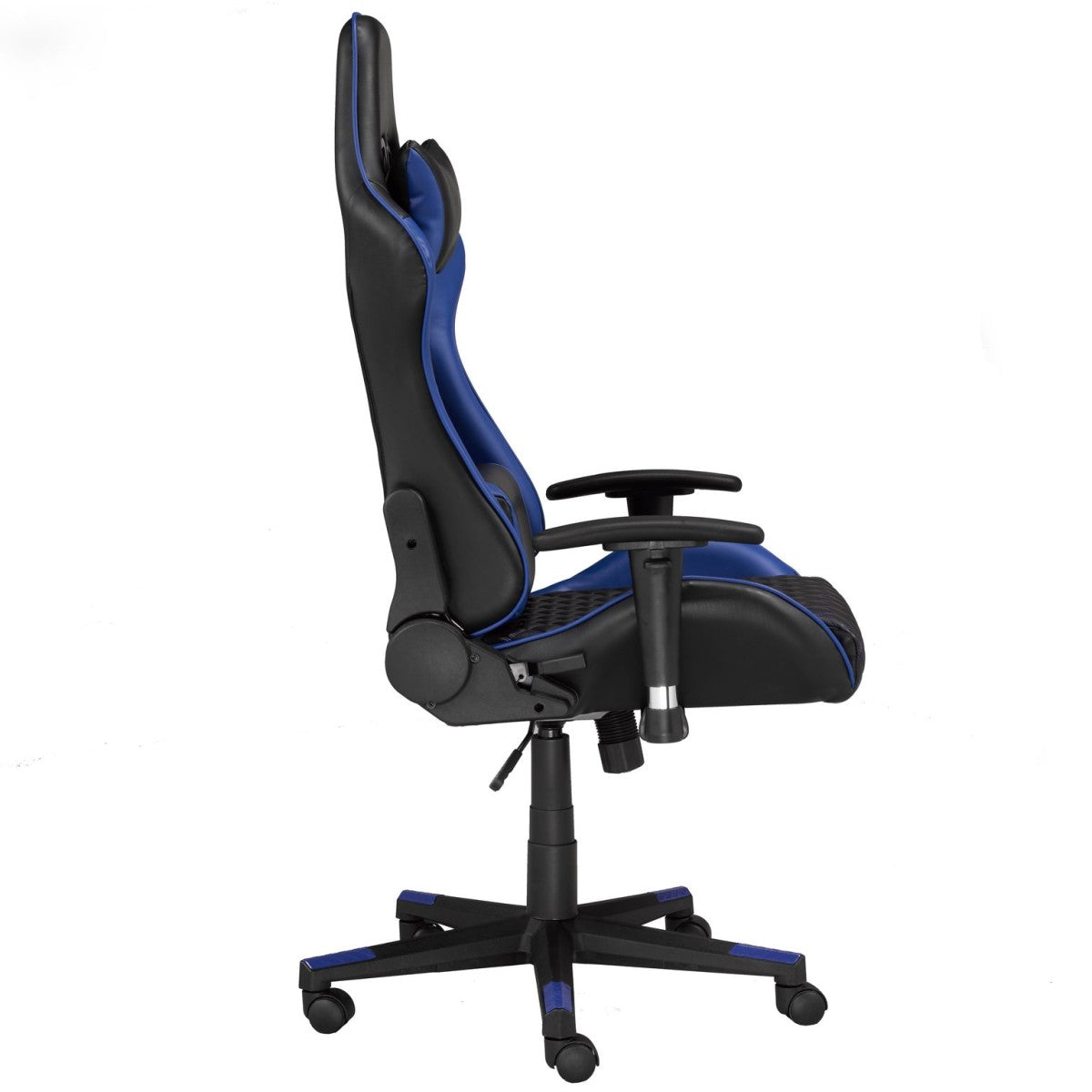 Fauteuil de gaming contemporain | Noir/Bleu avec support lombaire