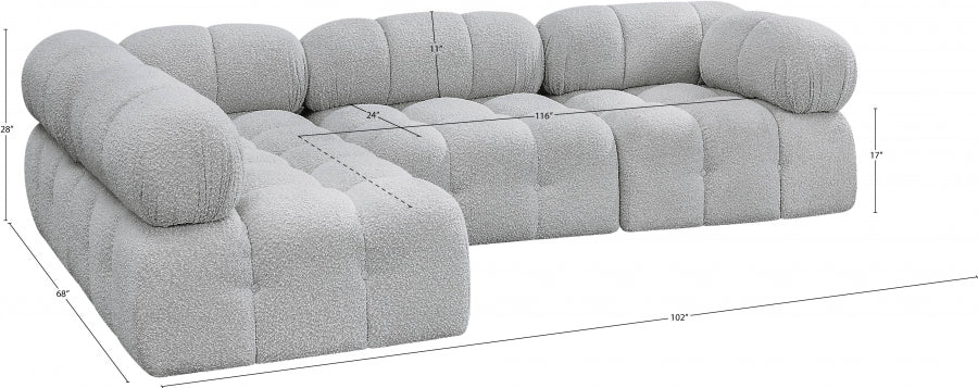 Canapé sectionnel Ames en tissu bouclé
