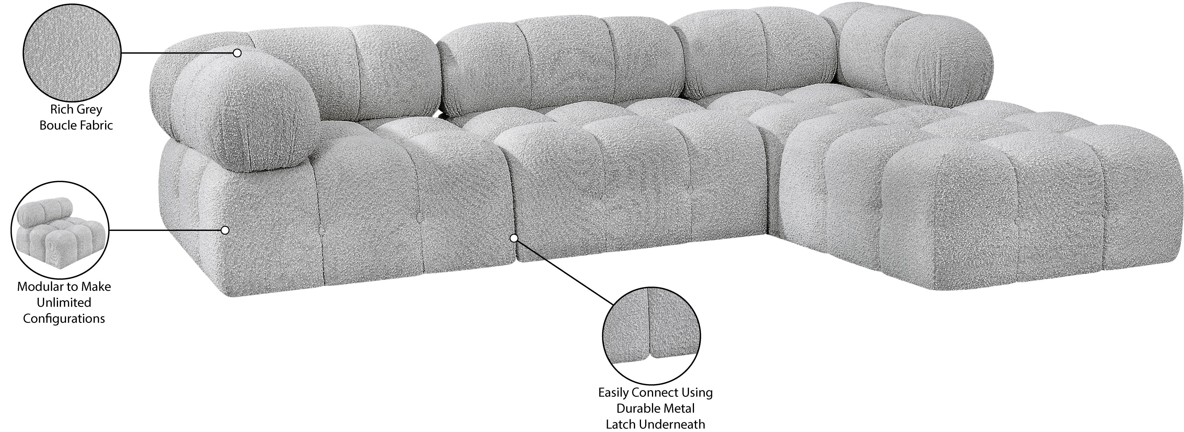 Canapé sectionnel Ames en tissu bouclé