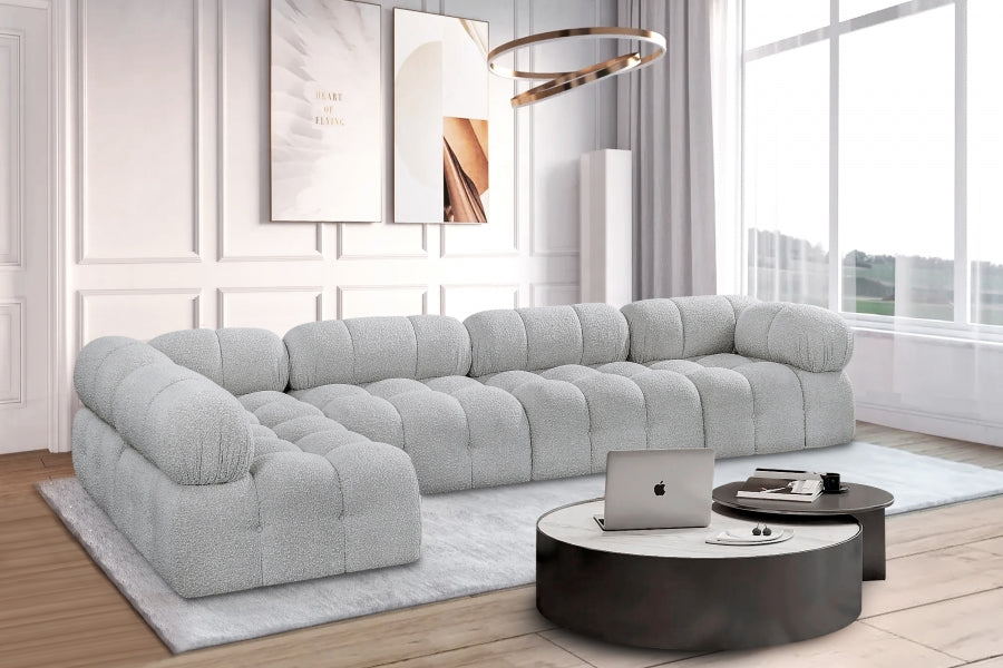 Canapé sectionnel Ames en tissu bouclé