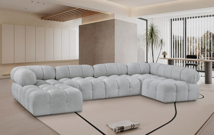 Canapé sectionnel Ames en tissu bouclé