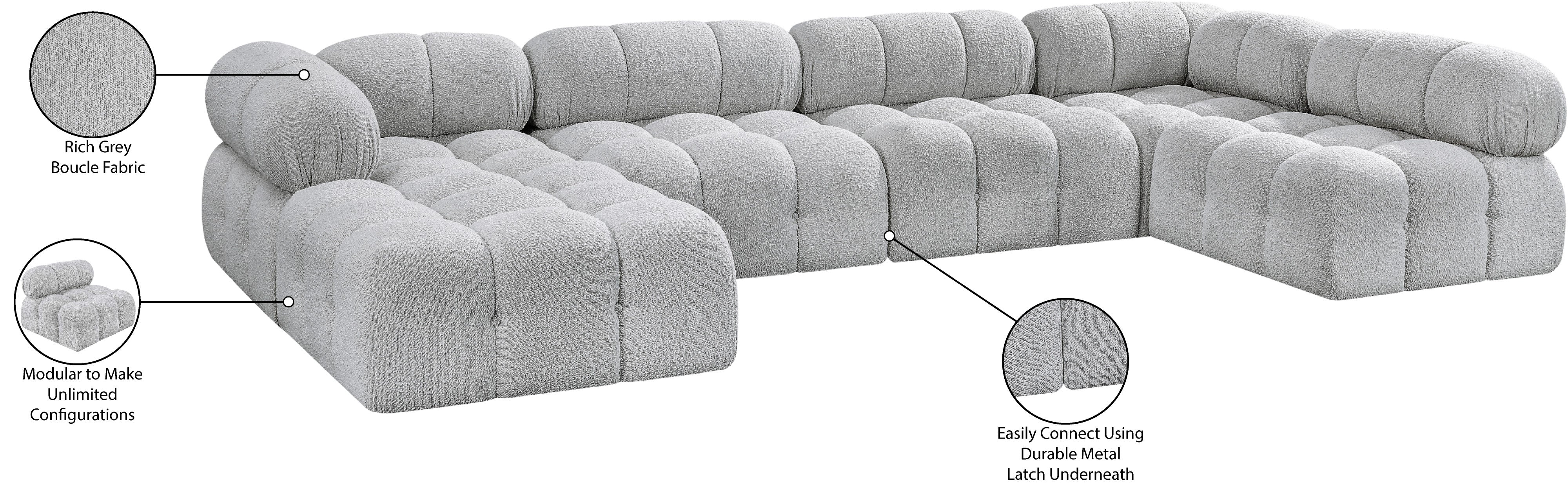 Canapé sectionnel Ames en tissu bouclé