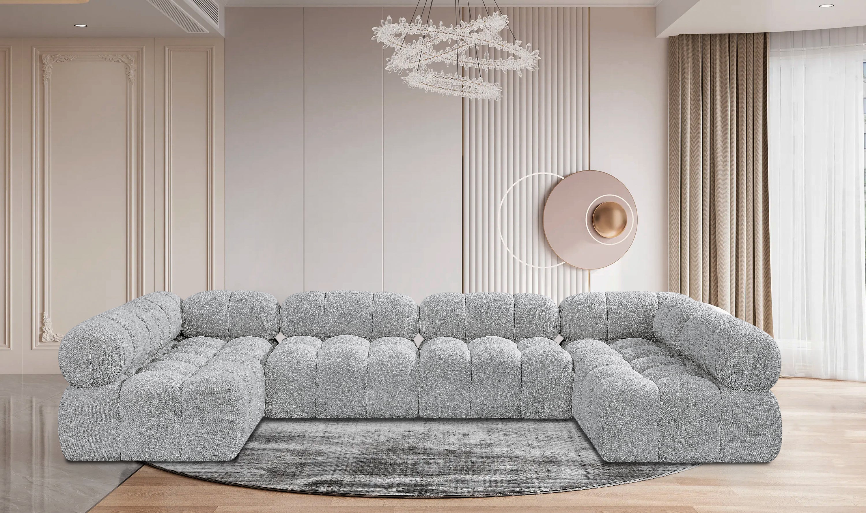 Canapé sectionnel Ames en tissu bouclé