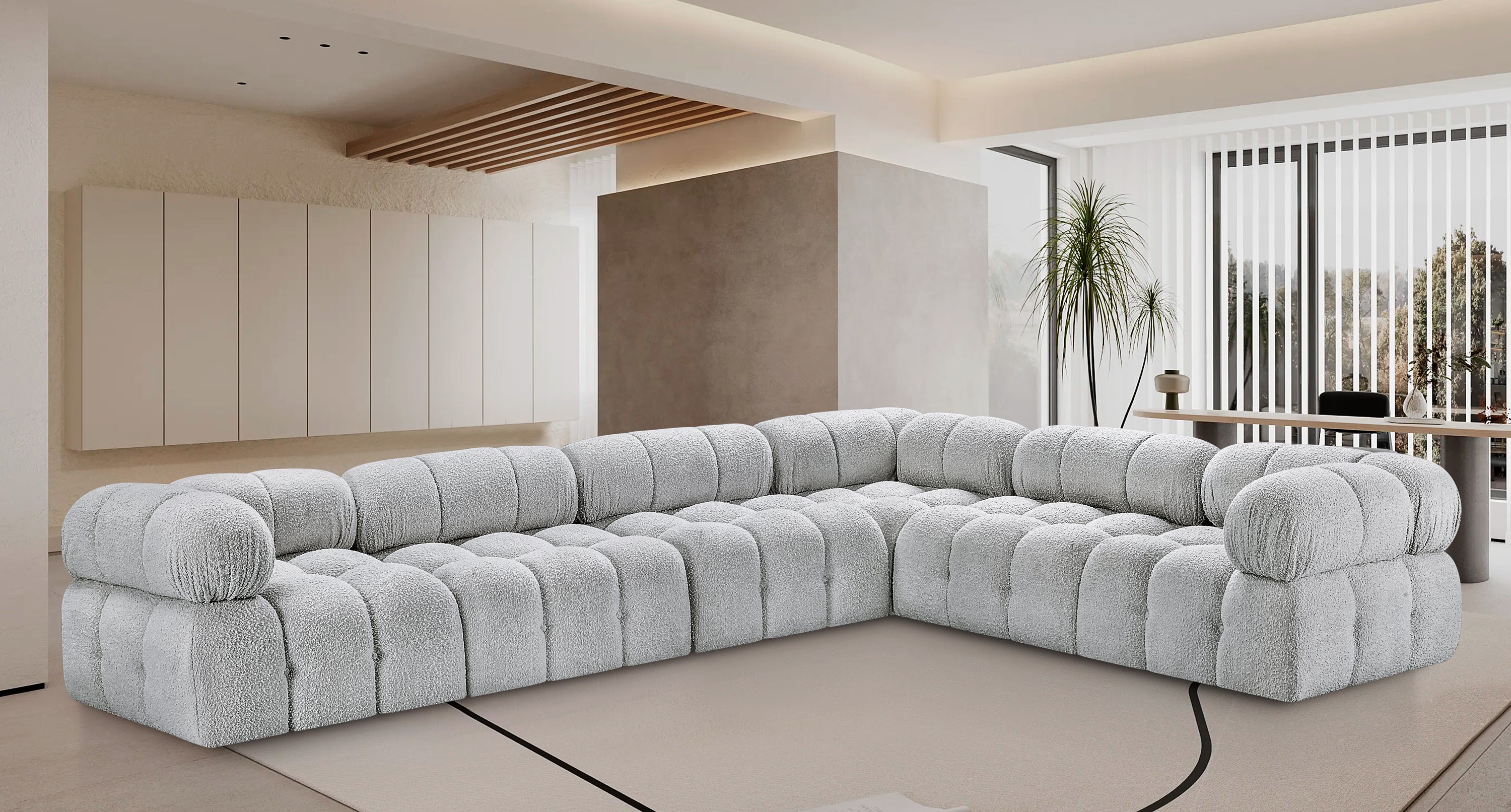 Canapé sectionnel Ames en tissu bouclé