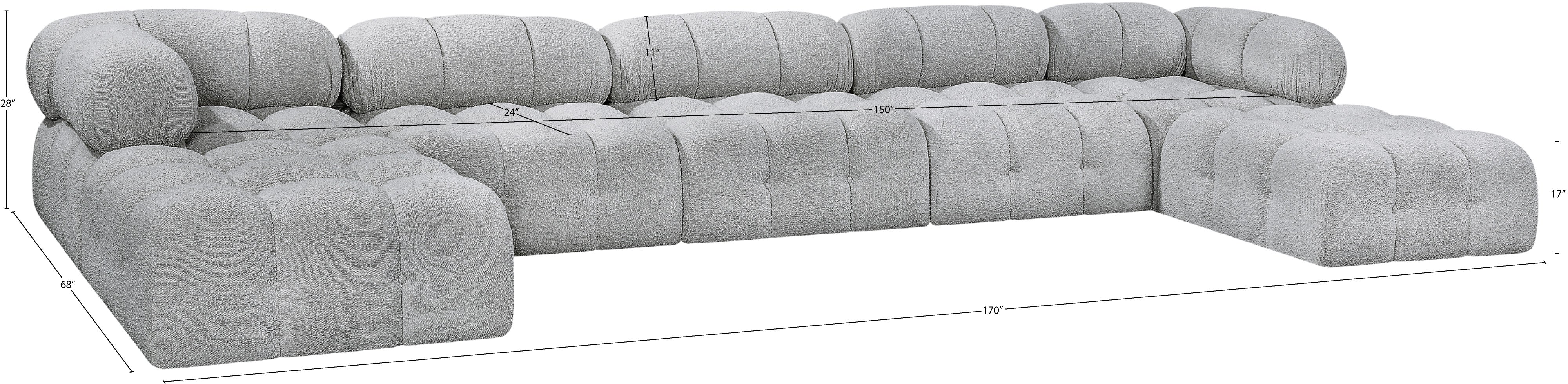 Canapé sectionnel Ames en tissu bouclé