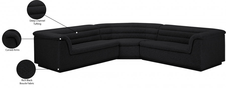 Sectionnel en tissu bouclé Cascade