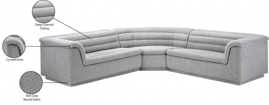 Sectionnel en tissu bouclé Cascade
