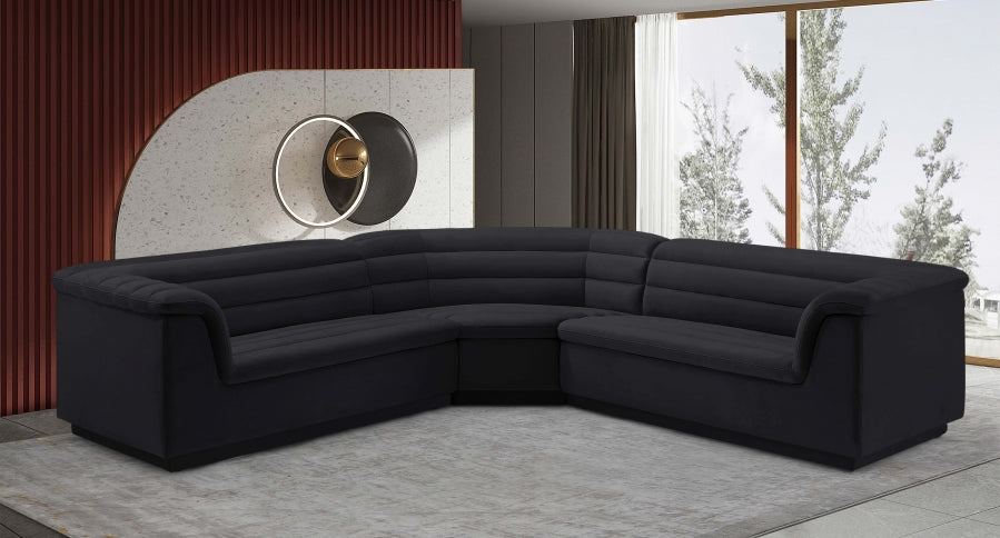 Sectionnel en tissu velours Cascade