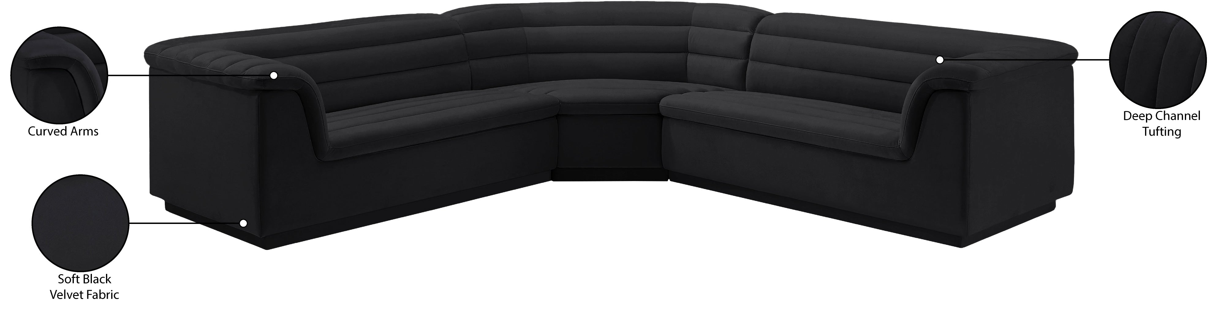 Sectionnel en tissu velours Cascade