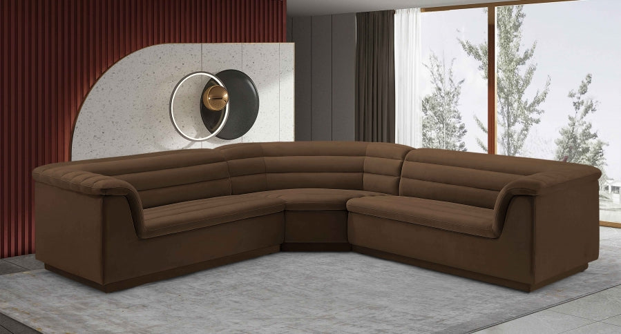 Sectionnel en tissu velours Cascade