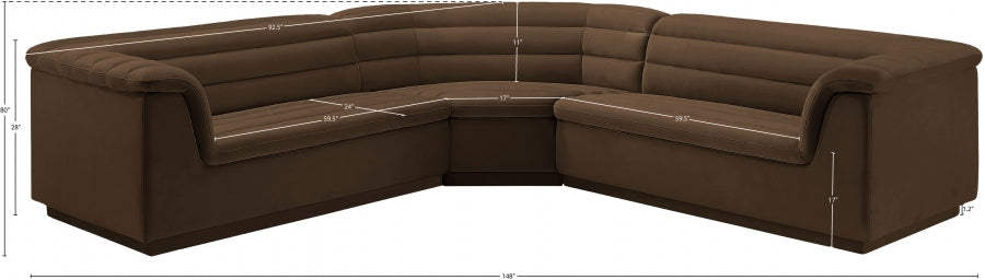 Sectionnel en tissu velours Cascade