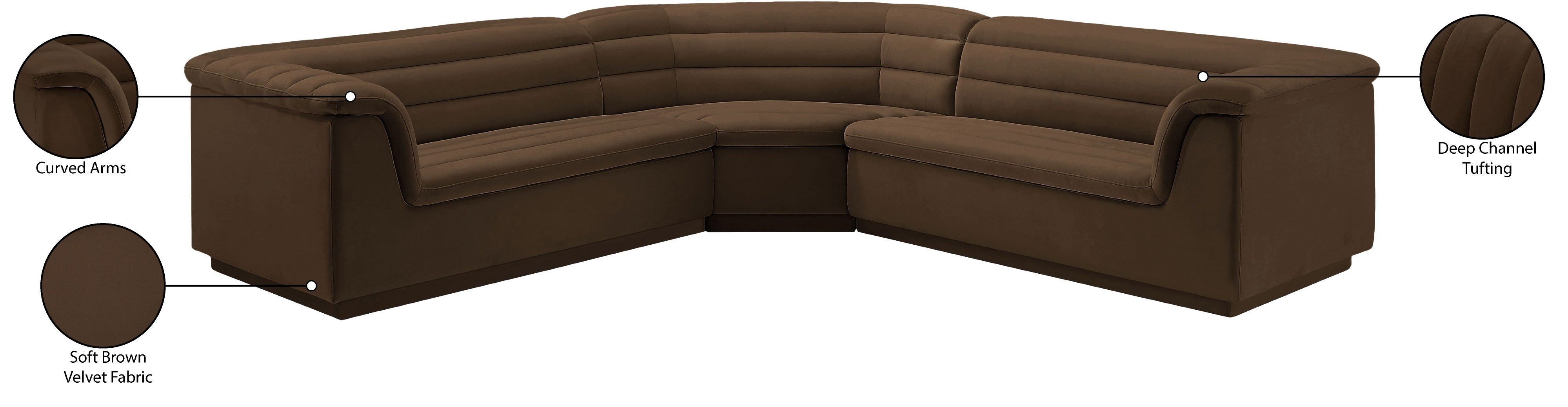 Sectionnel en tissu velours Cascade