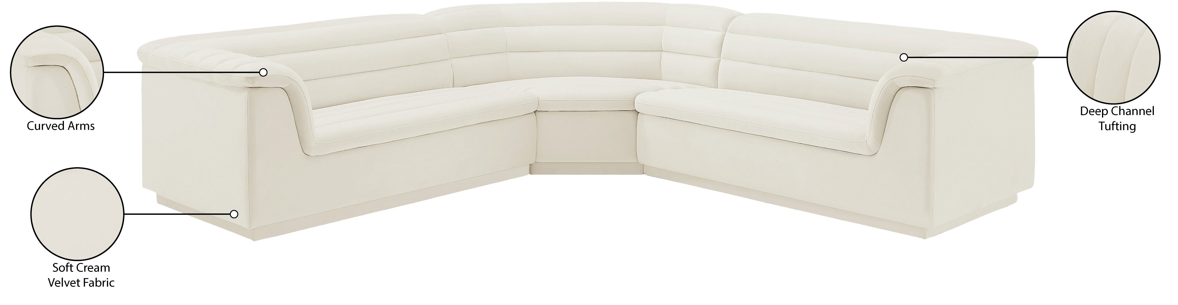 Sectionnel en tissu velours Cascade