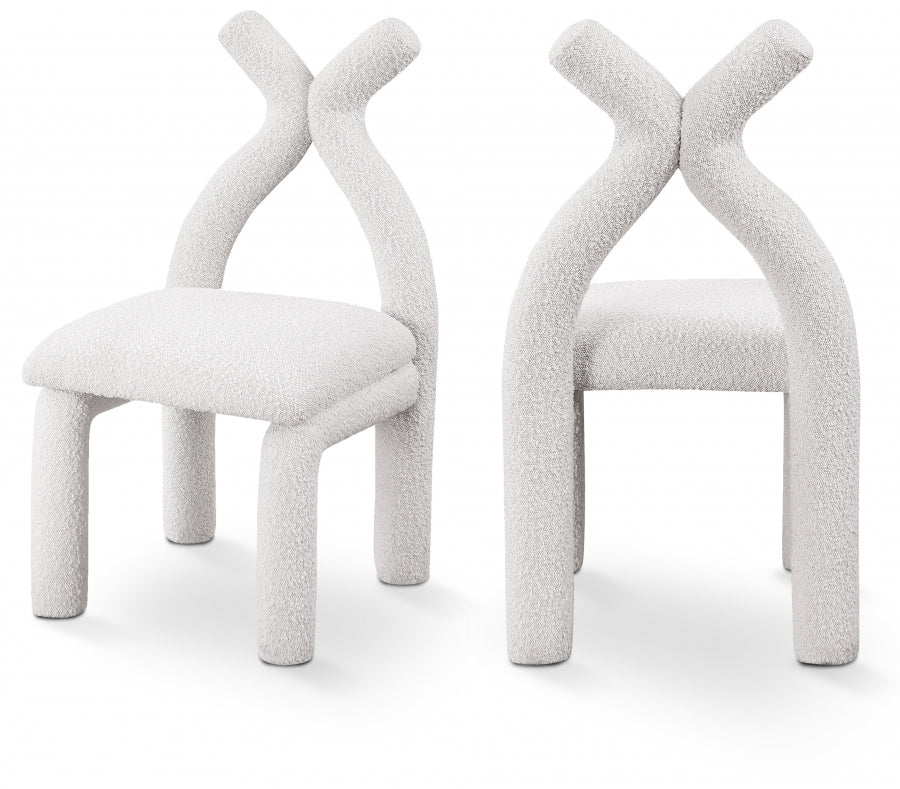 Chaise d'appoint / chaise de salle à manger en tissu Xena Boucle