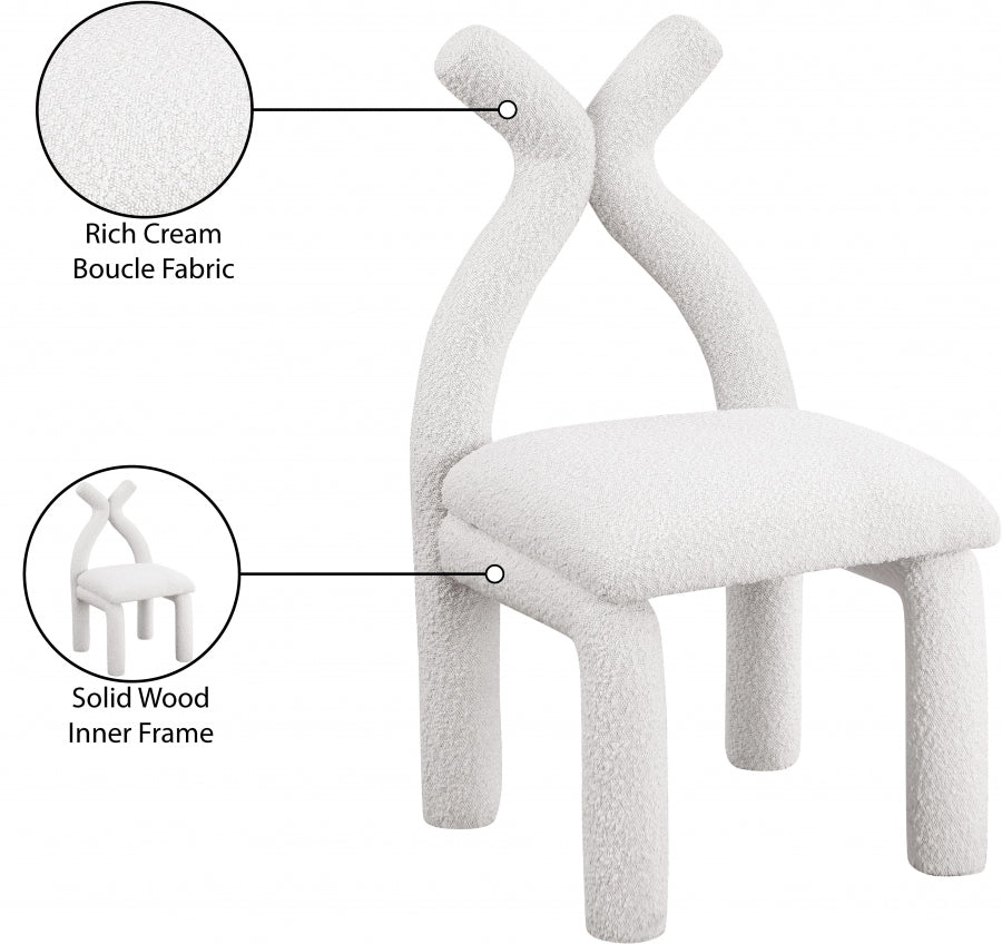 Chaise d'appoint / chaise de salle à manger en tissu Xena Boucle