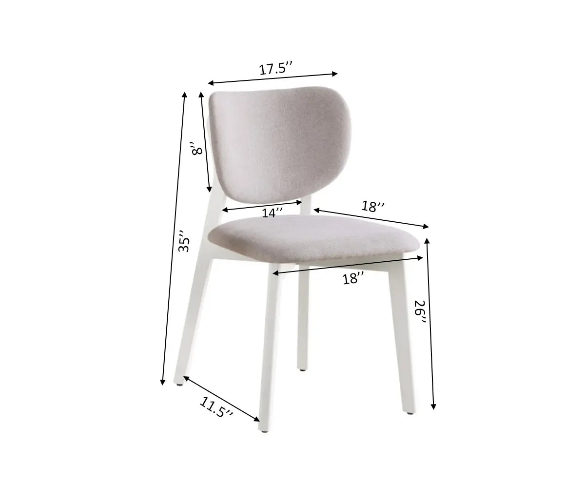 Chaises Durana en bois massif d'hévéa | Duo en tissu crème