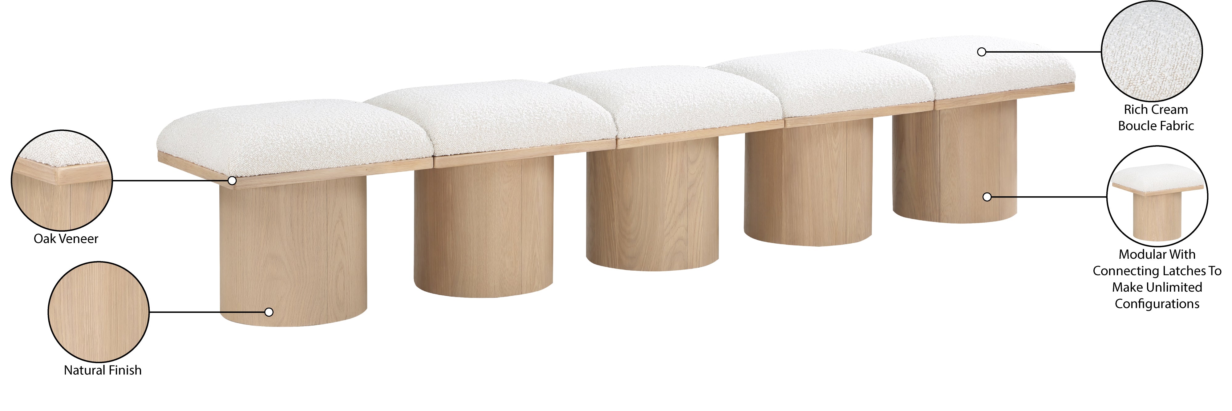 Tissu Boucle Pavillon 5pc. Banc Modulaire