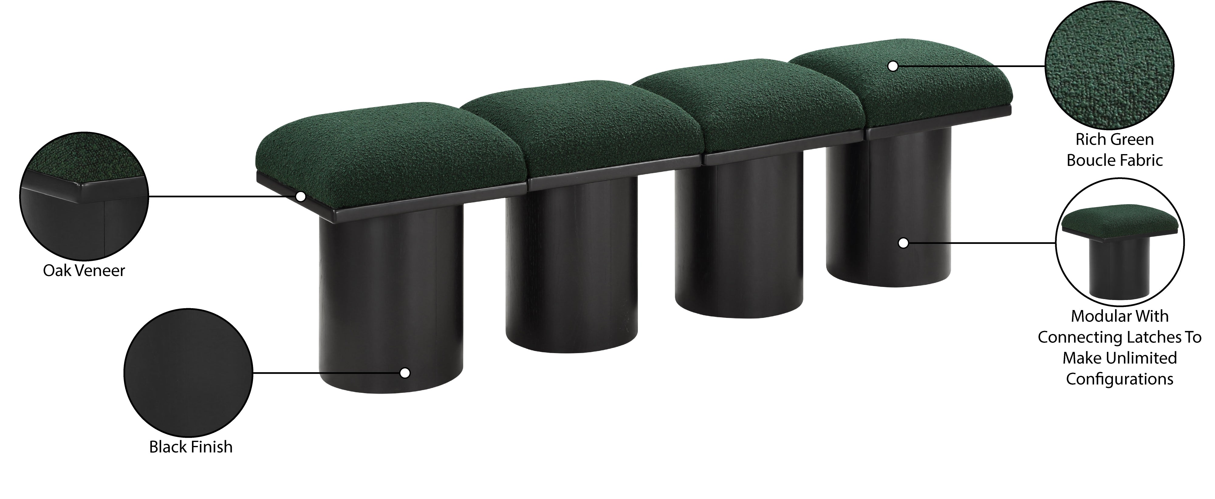 Pavilion Boucle Fabric 4pc. Modular Bench
