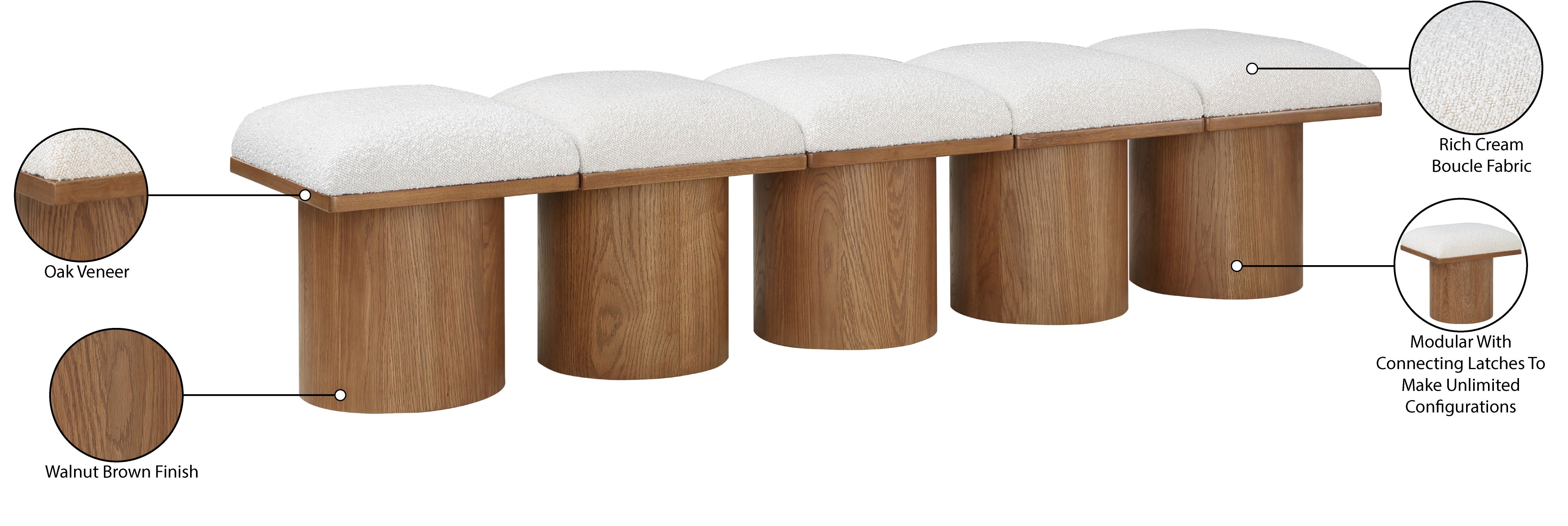 Tissu Boucle Pavillon 5pc. Banc Modulaire