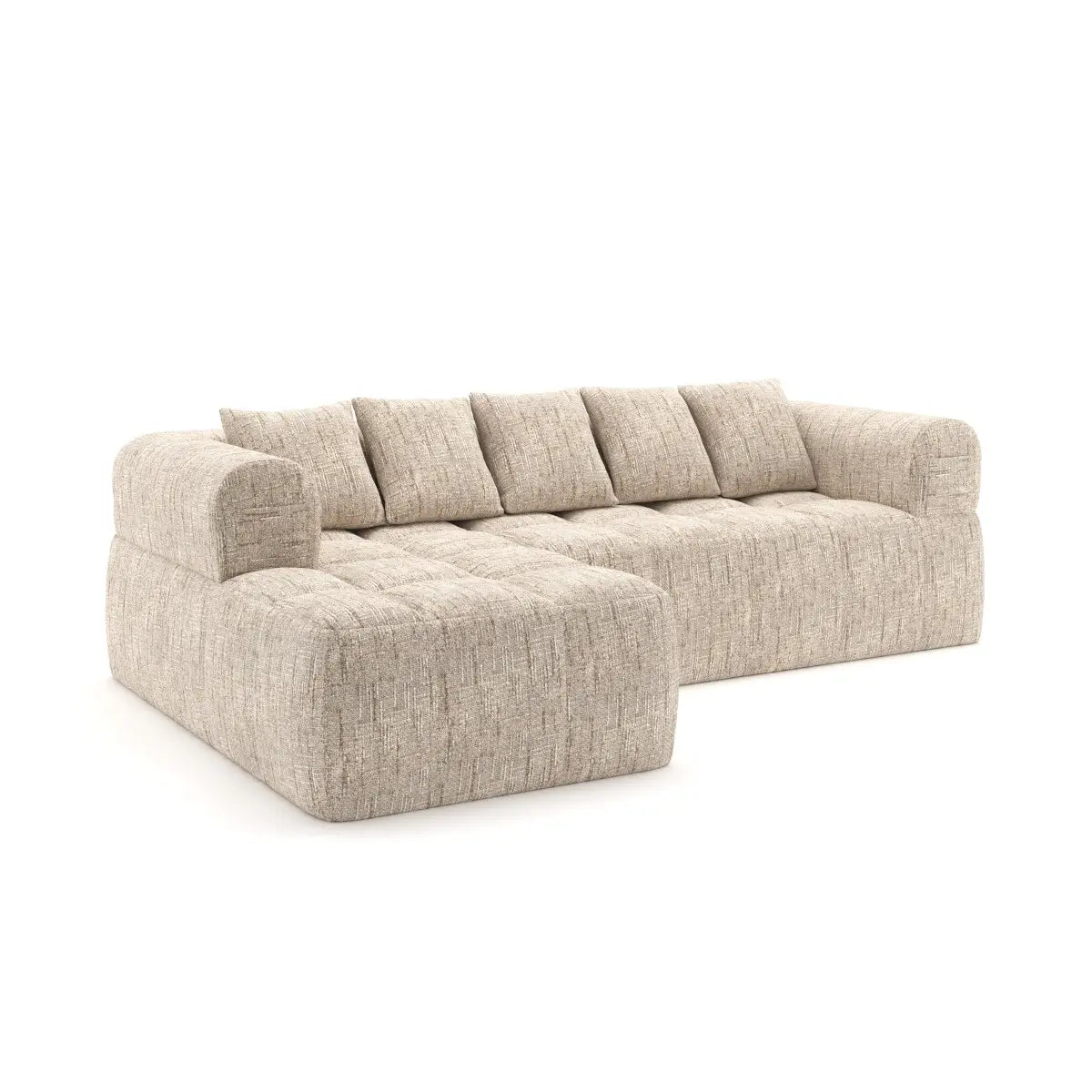 Sectionnel en tissu taupe | Confort Pocket Coil et mousse 30D