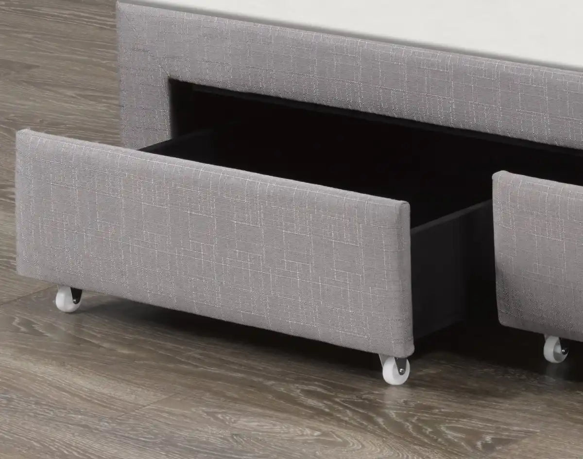 Base de Lit Bradley | Gris | Tiroirs & Lattes | Toutes Tailles