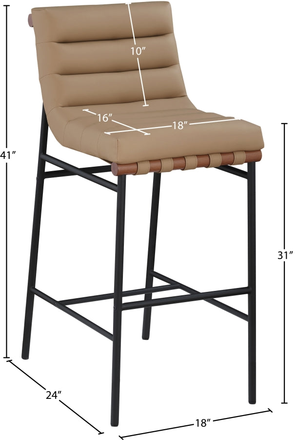 Tabourets de bar en cuir végétalien Burke