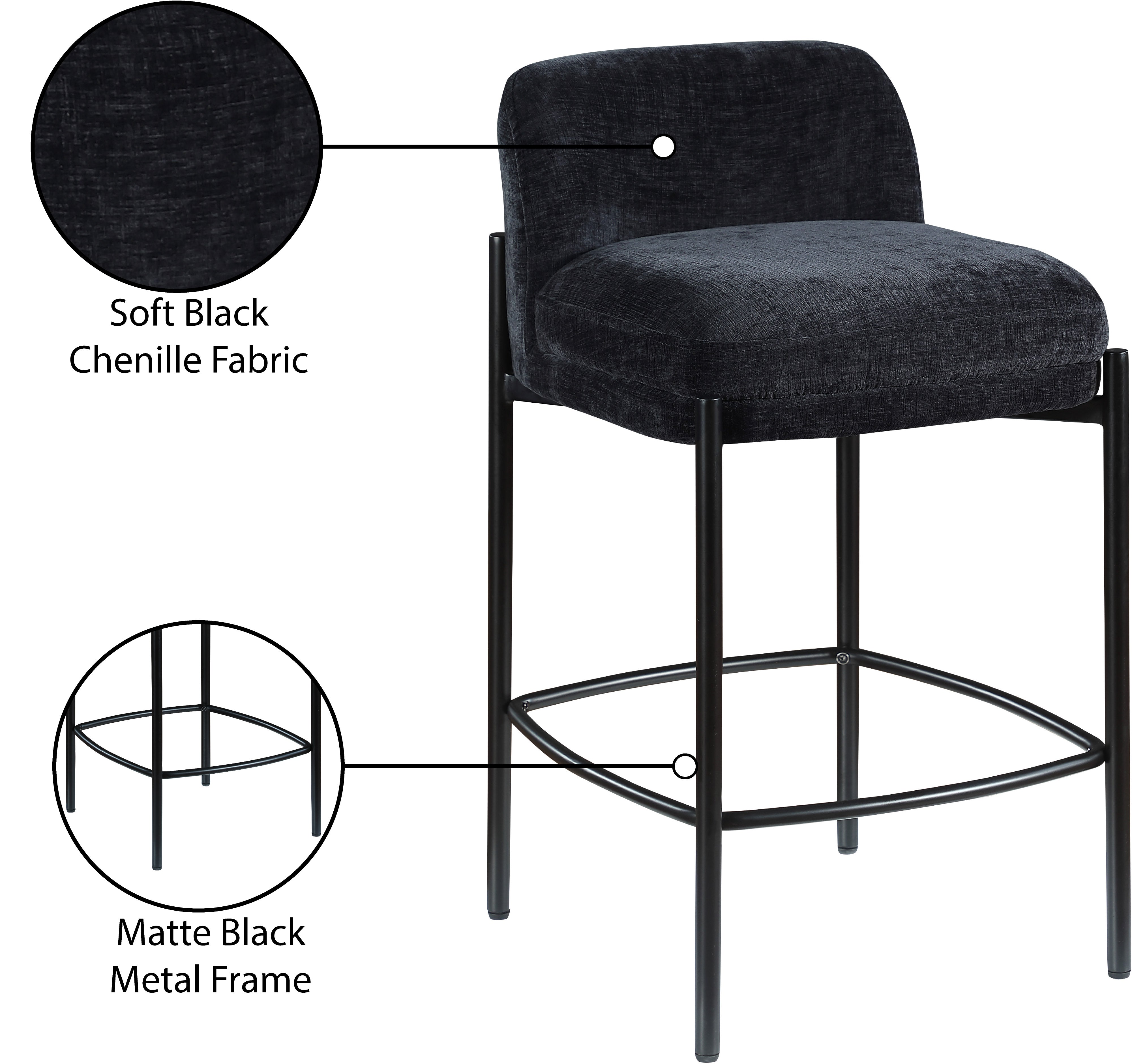Tabourets de bar/comptoir en tissu chenille Burton