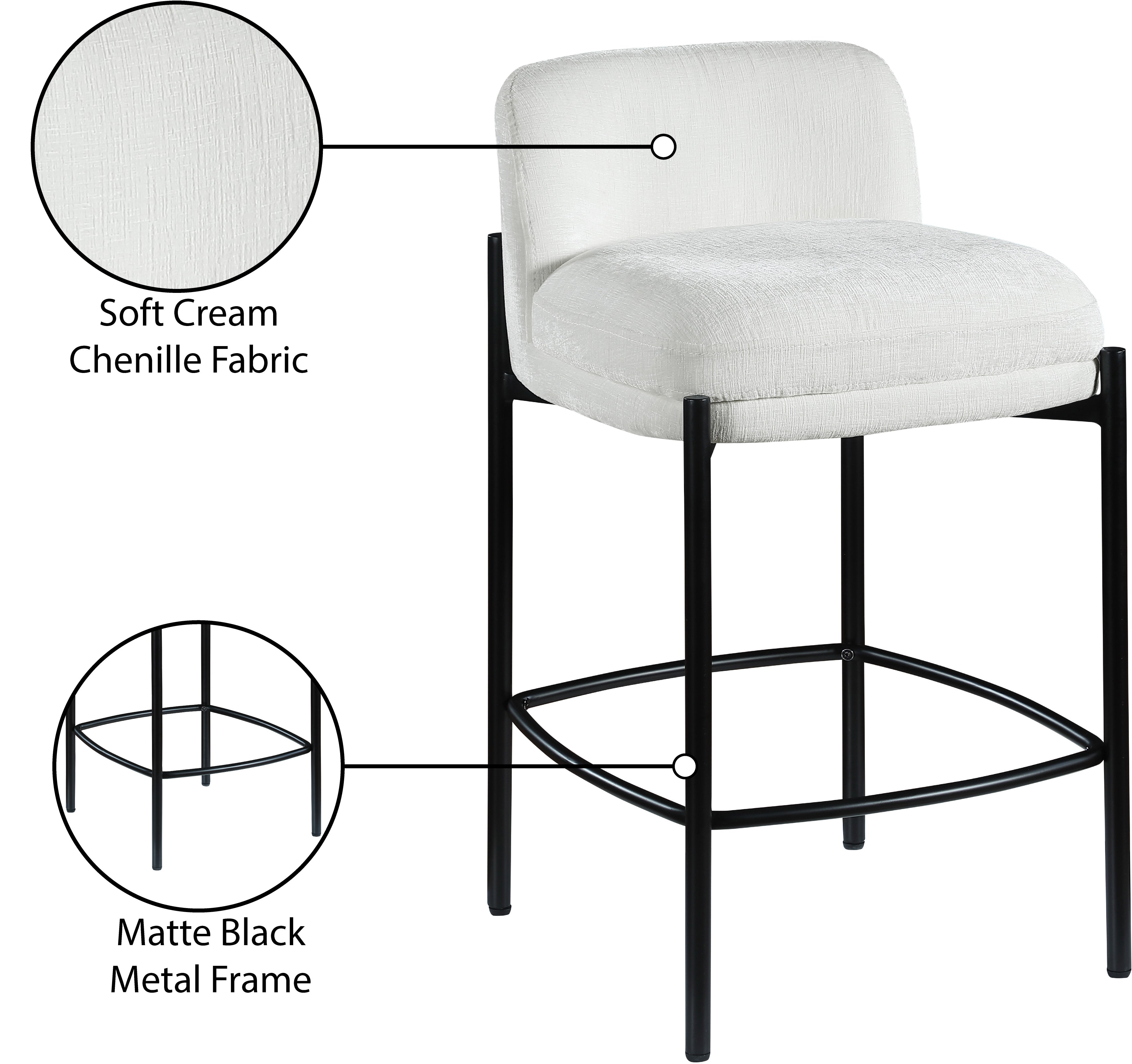 Tabourets de bar/comptoir en tissu chenille Burton