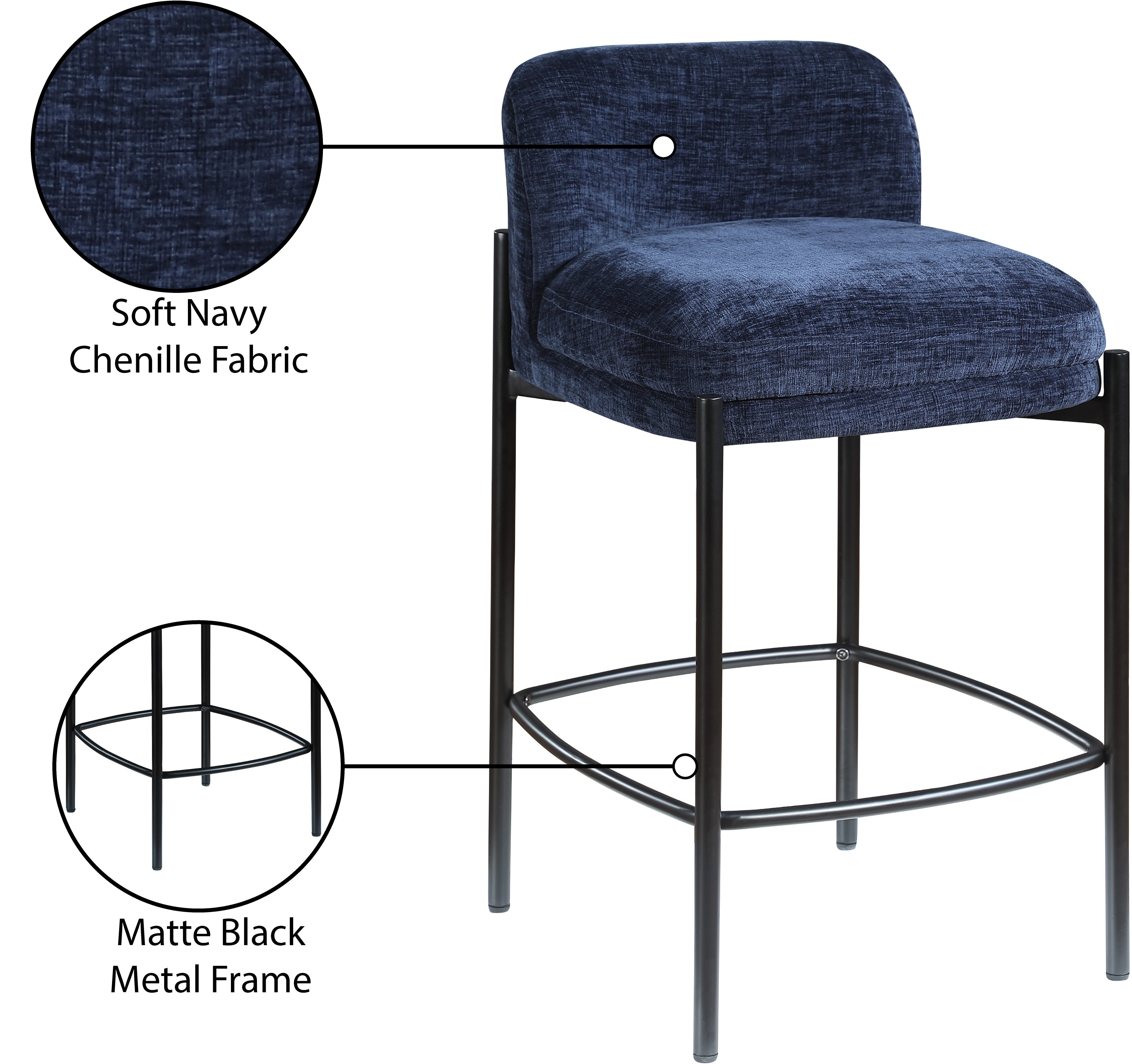 Tabourets de bar/comptoir en tissu chenille Burton