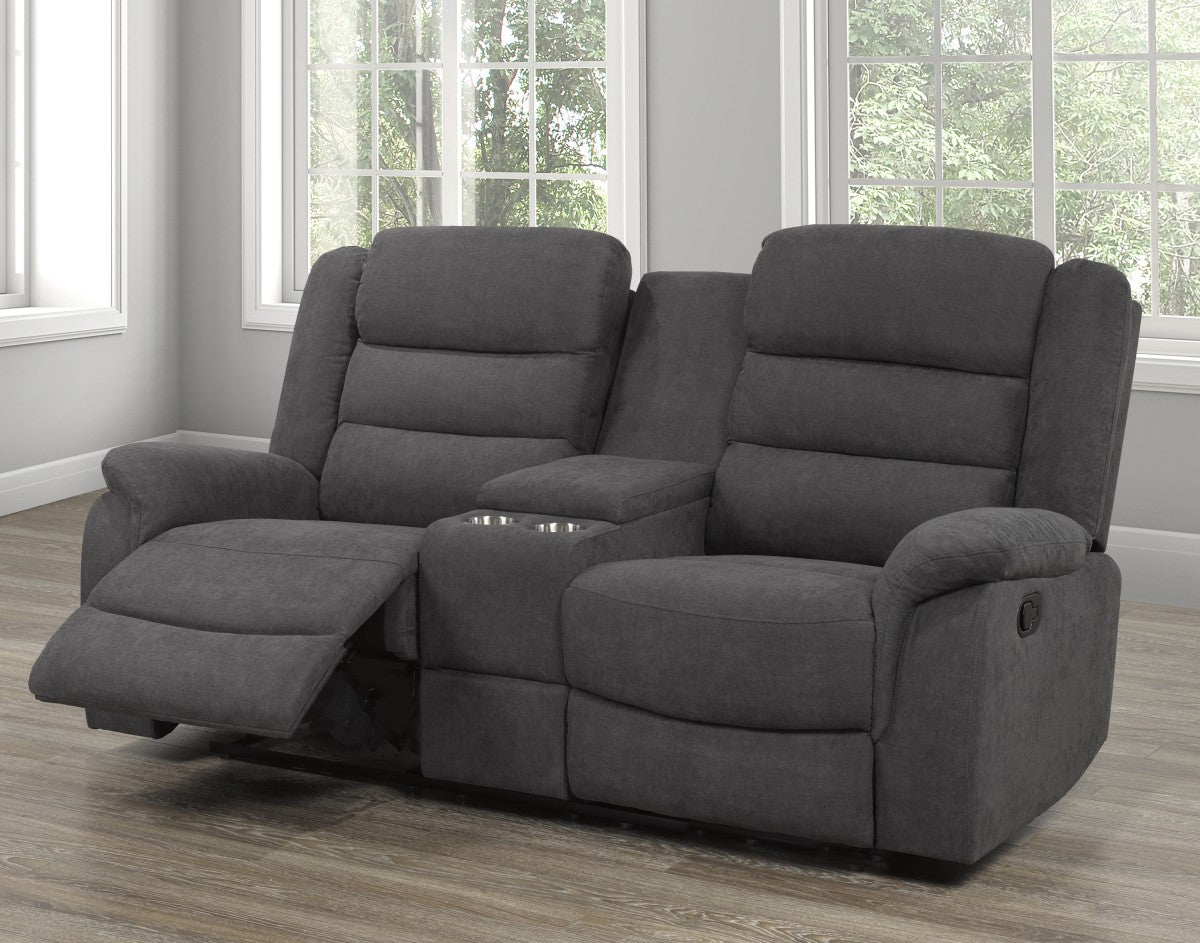 CAUSEUSE INCLINABLE AVEC CONSOLE, GRIS ( Meuble Mtl )