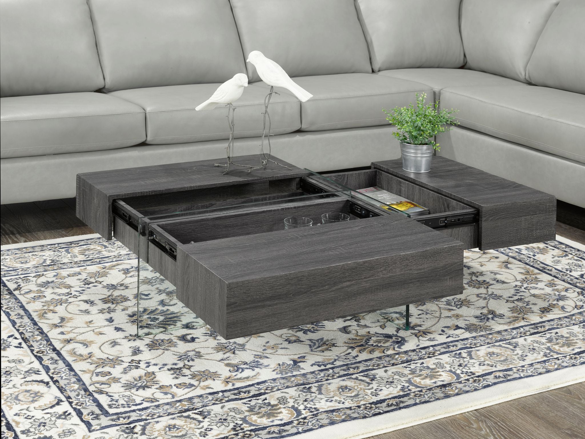 TABLE BASSE - GRIS ( Meuble Mtl )