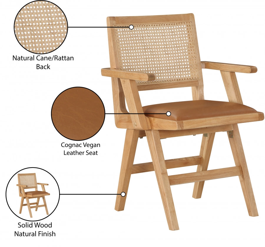 Fauteuil de salle à manger en cuir végétalien Abby