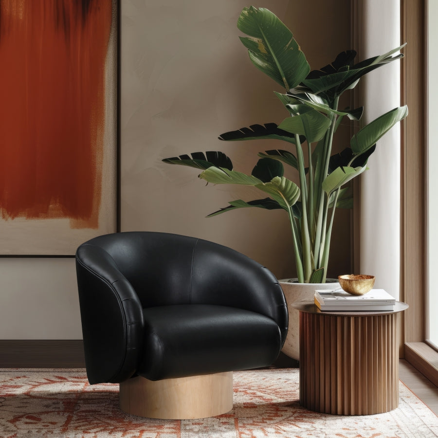 Fauteuil d'appoint pivotant en cuir végétalien Gibson