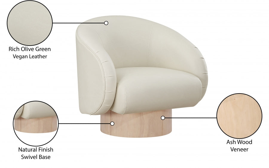 Fauteuil d'appoint pivotant en cuir végétalien Gibson