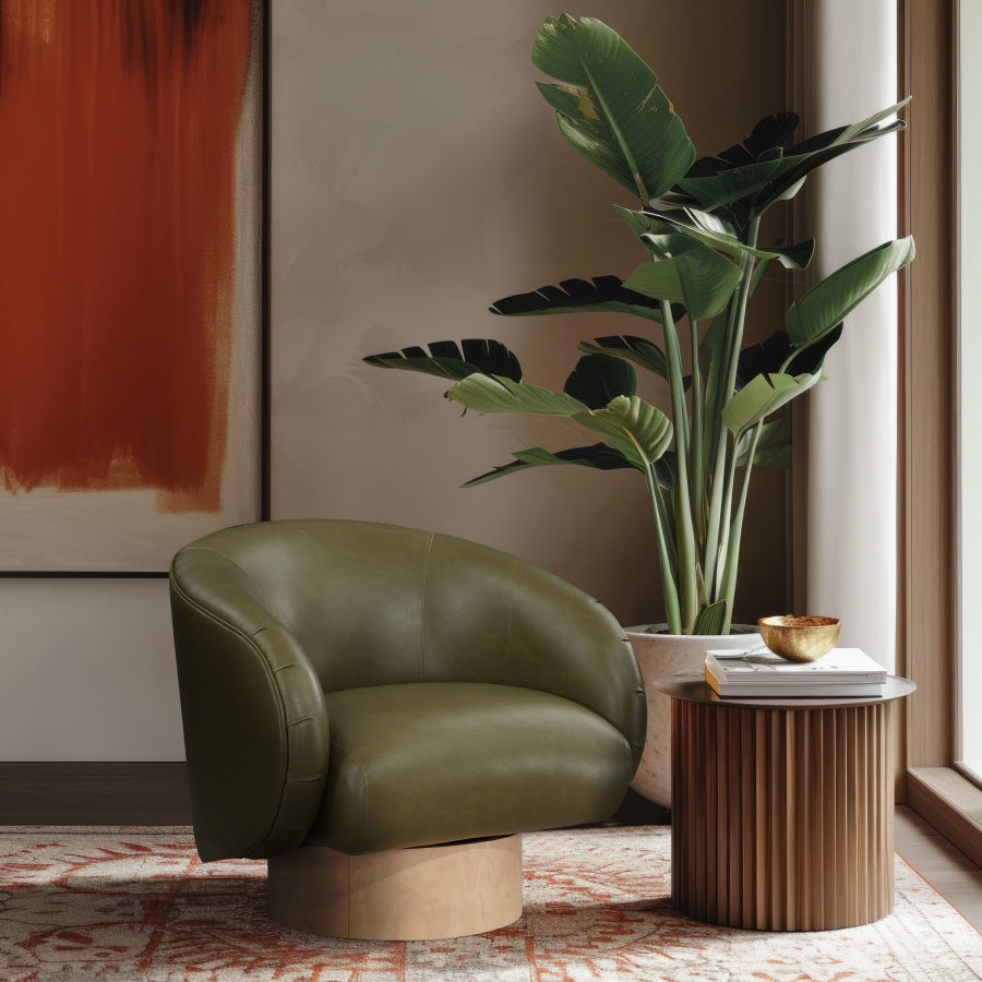 Fauteuil d'appoint pivotant en cuir végétalien Gibson