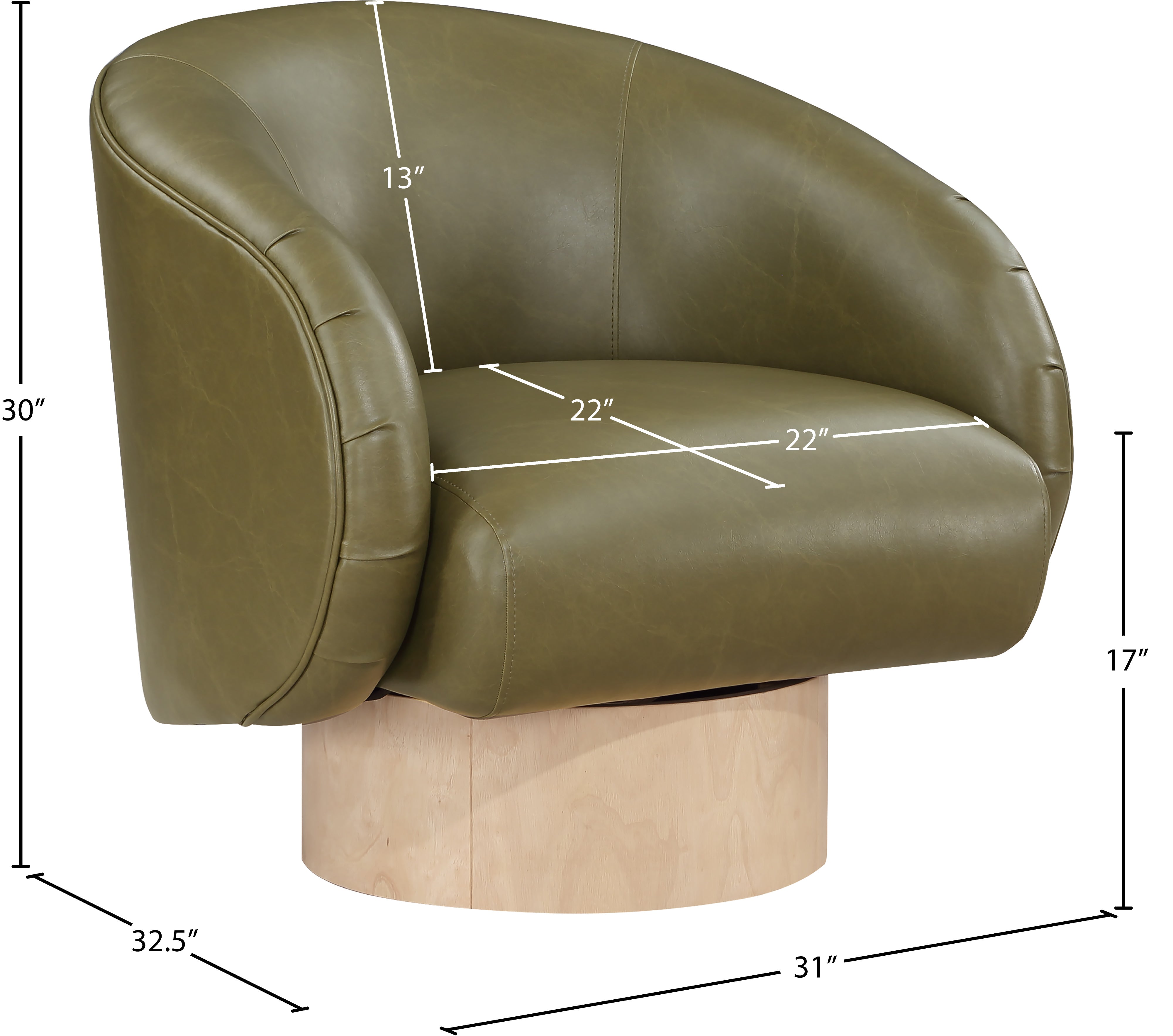 Fauteuil d'appoint pivotant en cuir végétalien Gibson