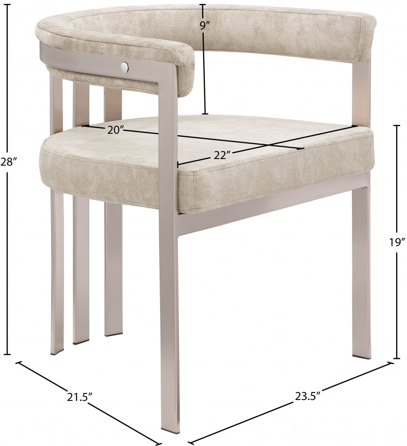 Chaise de salle à manger en velours pierre Marcello