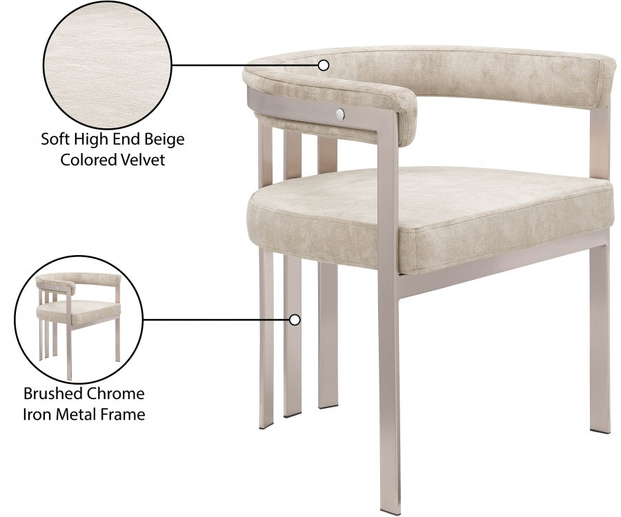 Chaise de salle à manger en velours pierre Marcello