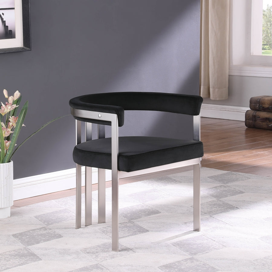 Chaise de salle à manger en velours pierre Marcello