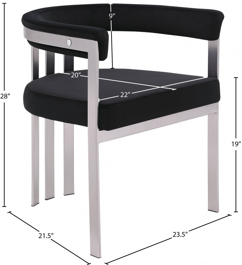 Chaise de salle à manger en velours pierre Marcello