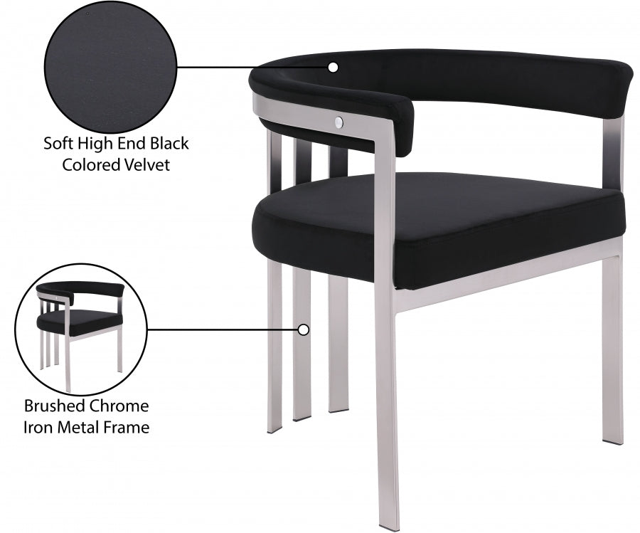 Chaise de salle à manger en velours pierre Marcello
