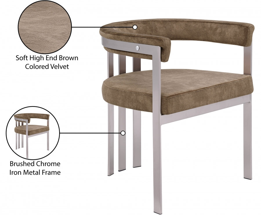 Chaise de salle à manger en velours pierre Marcello