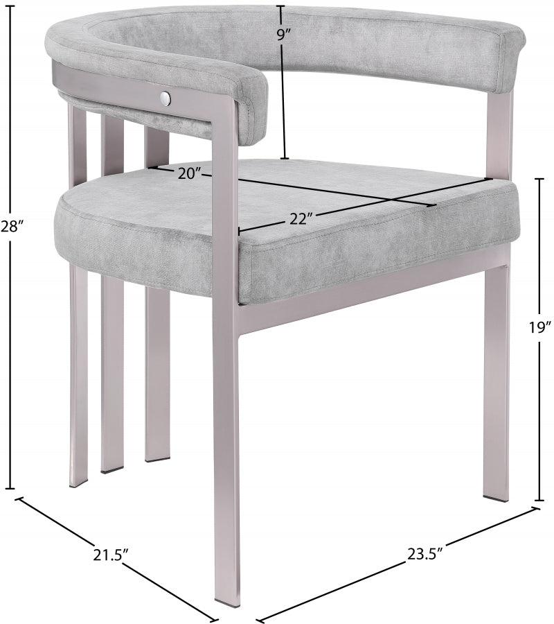 Chaise de salle à manger en velours pierre Marcello