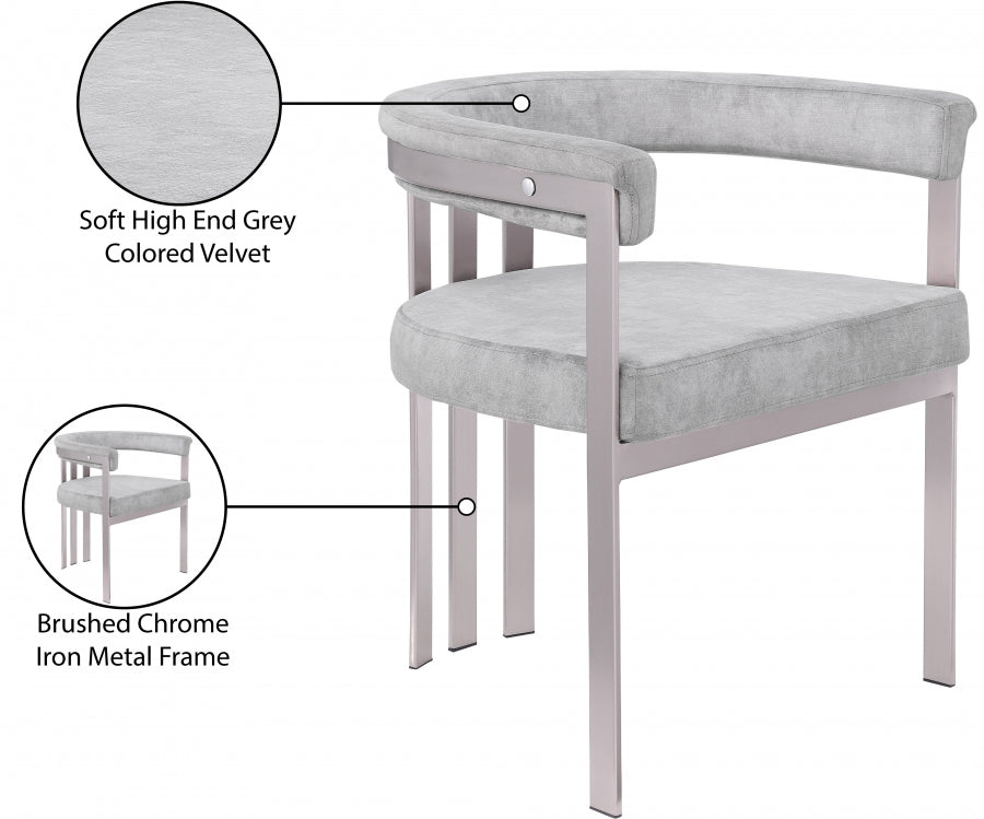 Chaise de salle à manger en velours pierre Marcello
